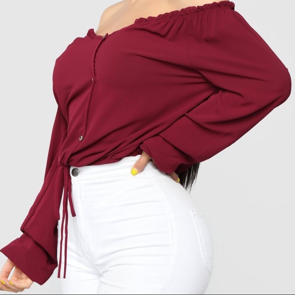 Lady In Waiting Top - Burgundy - Picture 5 of 6